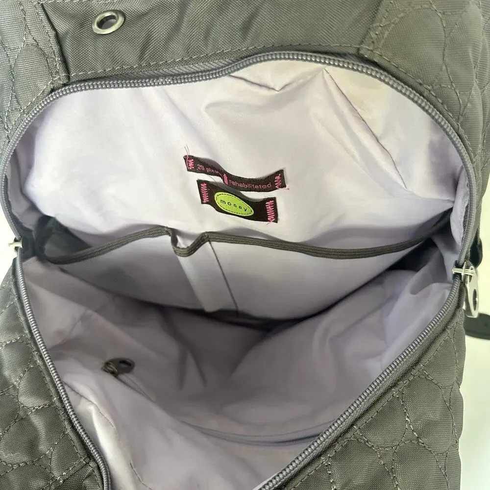 Mosey Life Baggallini Gray/Lavender Convertible Backpack Bag Travel Packable